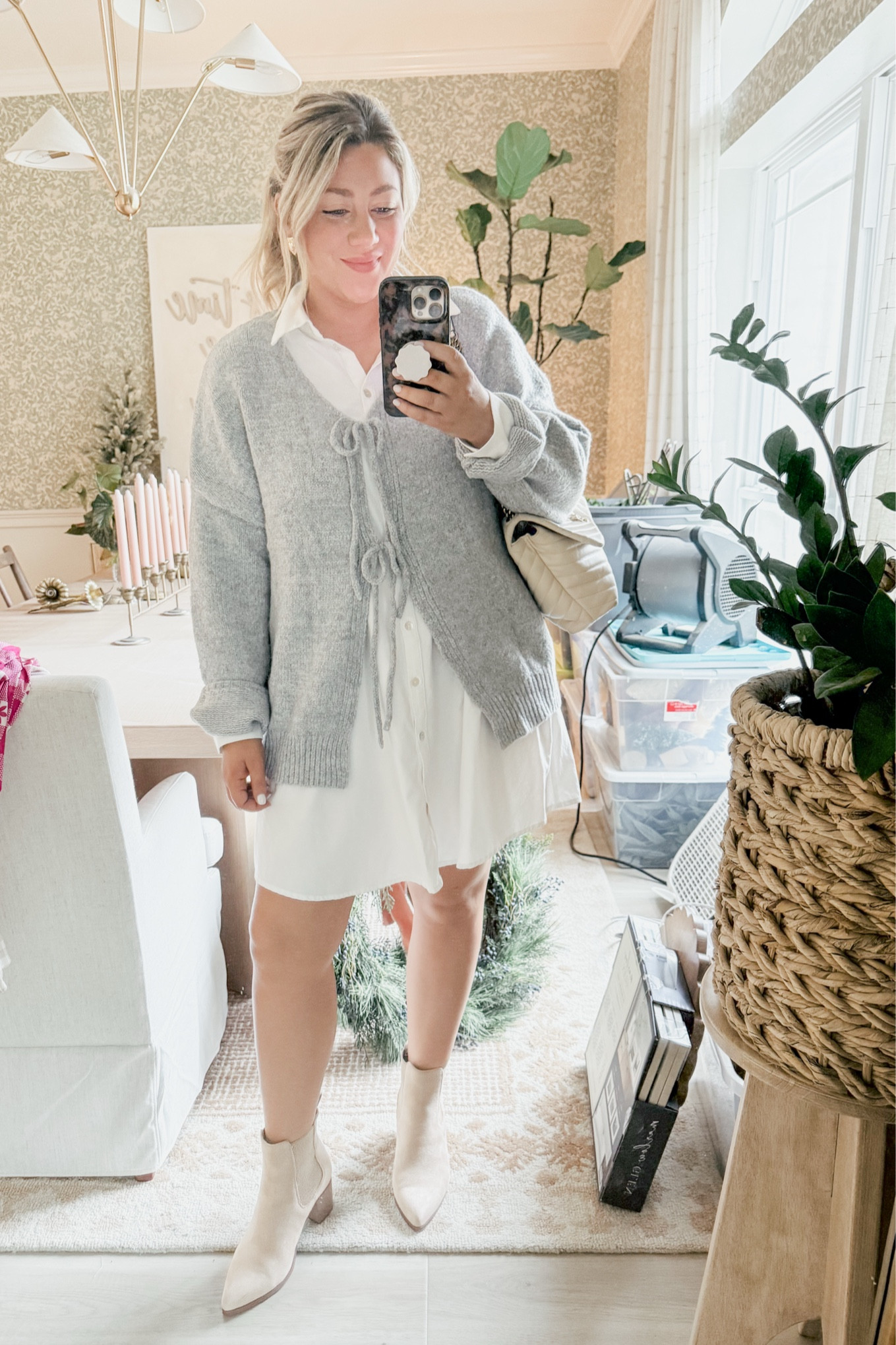 Got all cute for Fall and then walked out to HOT and HUMID again 🙄 Texas probs 

This cardigan is gorgeous from Amazon! I cut the third tie off! Got an XL! Booties true to size! 

THEBLOOMINGNEST 

#LTKSaleAlert #LTKSeasonal #LTKHoliday