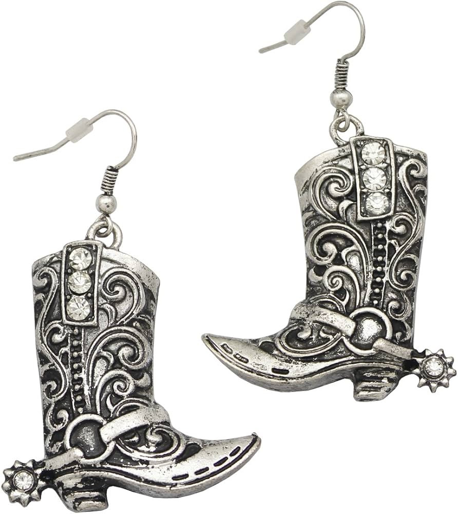 RechicGu Western West Cowgirl Texas Boots Spur Dangle Drop Earrings Rodeo Boho Fancy Dress Costum... | Amazon (US)