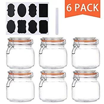 25 oz Glass Jars With Airtight Lids And Leak Proof Rubber Gasket,Wide Mouth Mason Jars With Hinge... | Walmart (US)