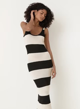 Black And White Striped Knit Maxi Dress- Maldives | 4th & Reckless