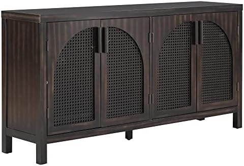 Buffet Sideboard Cabinets with Artificial Rattan Door, Metal Handles, Modern Luxury Freestanding ... | Amazon (US)