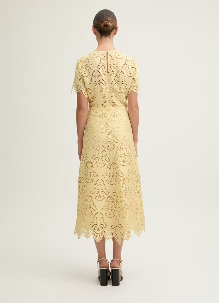 Georgia Italian Straw Lace Yellow Midi Dress | L.K. Bennett (UK)