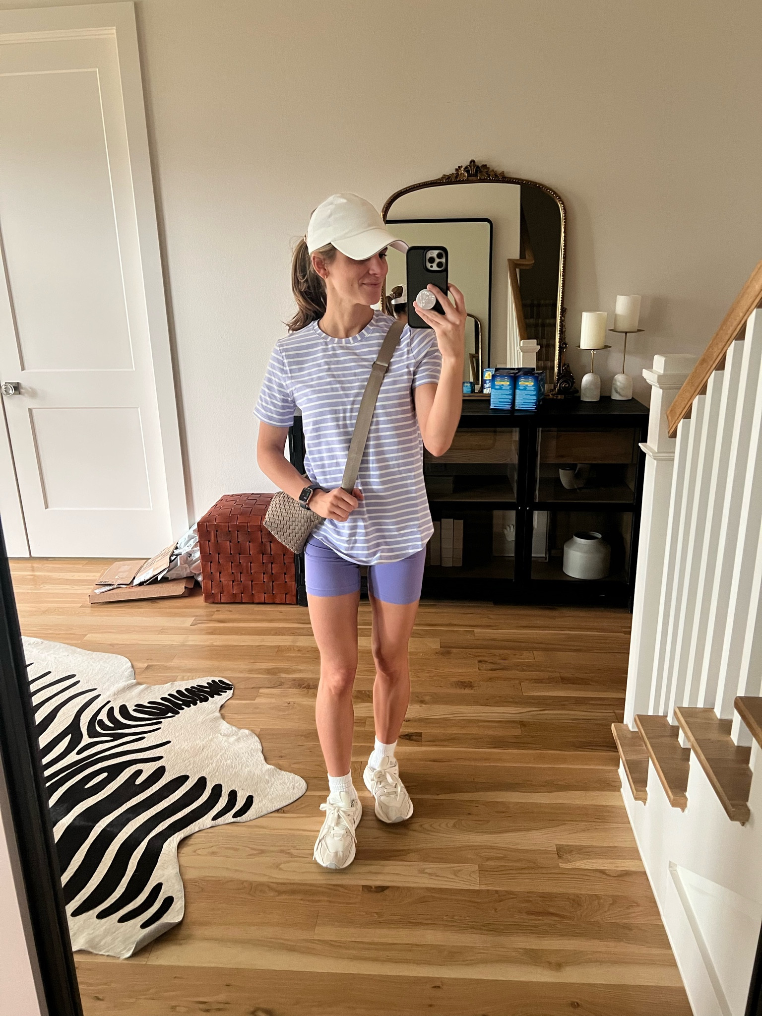 Lululemon lilac outfit. 

Align shorts - 6" wearing size 6
Training tank - wearing size 6
Love crew - wearing size 4