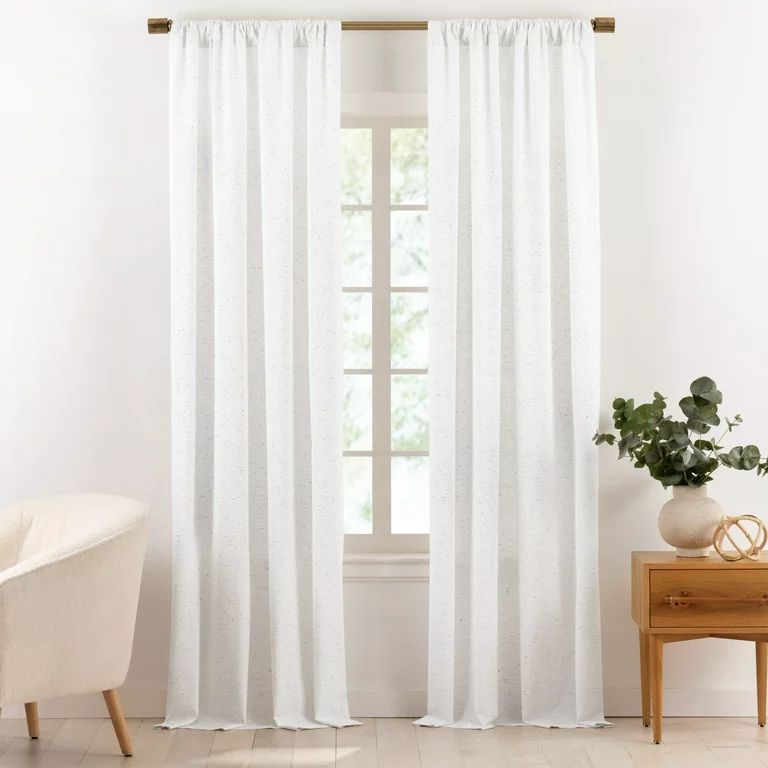 Gap Home Multi-Nep Organic Cotton Light Filtering Window Curtain Pair White 95 - Walmart.com | Walmart (US)