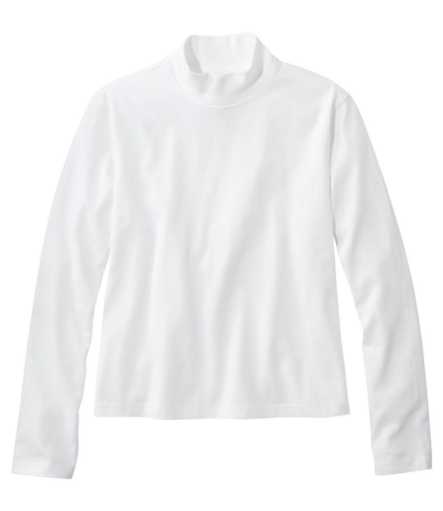 Women's Saturday T-Shirt, Long-Sleeve Mockneck White 1X, Cotton L.L.Bean | L.L. Bean