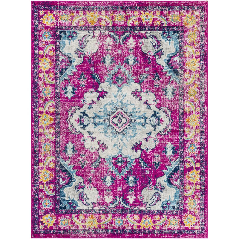 Adelia Machine Woven Oriental Pink Area Rug | Wayfair North America