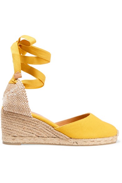 Castañer - Carina 60 Canvas Wedge Espadrilles - Mustard | NET-A-PORTER (US)