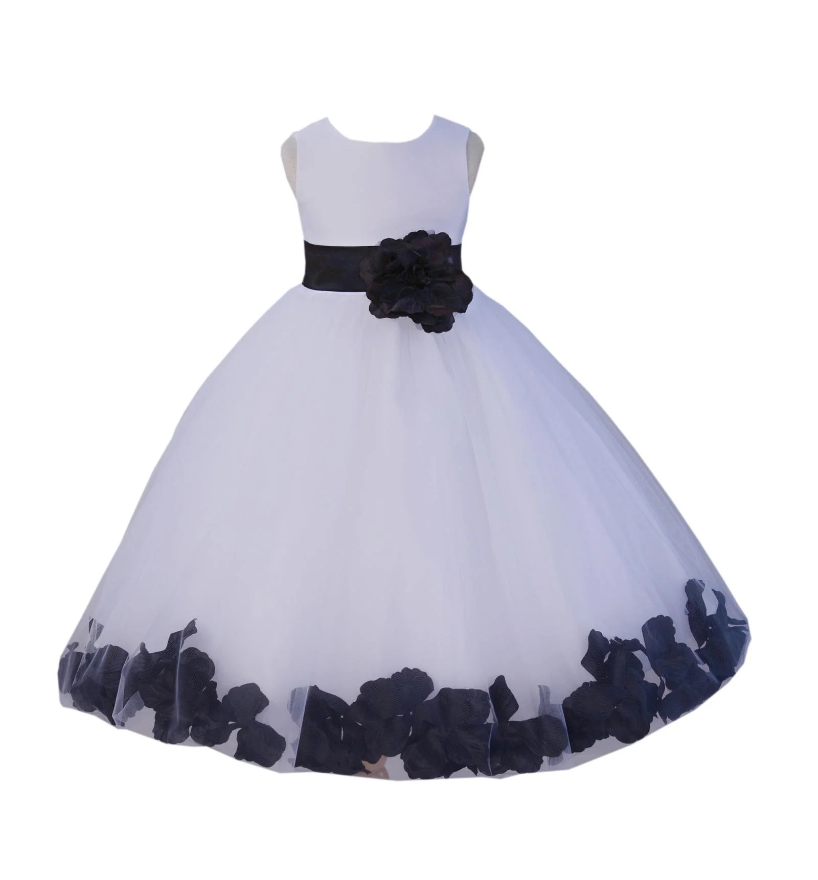 Ekidsbridal Satin White Black Tulle Petal Christmas Junior Bridesmaid Recital Easter Holiday Wedd... | Walmart (US)