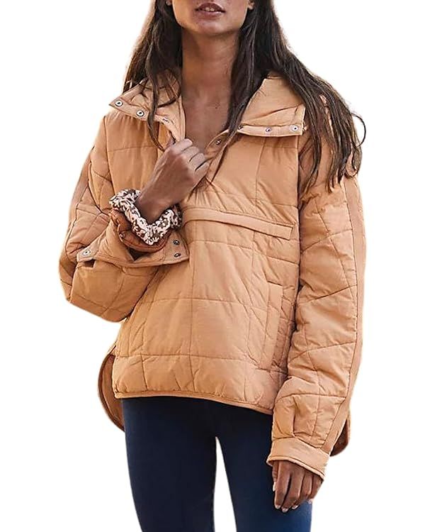 QIBABU Womens Oversized Hooded Puffer Jacket Lightweight Pullover Hoodies Quilted Dolman Long Sle... | Amazon (US)