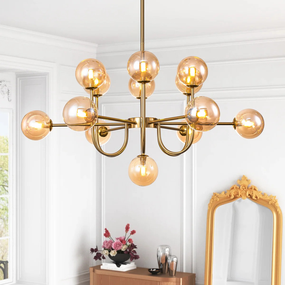 Rael 13 - Light Sputnik Modern Linear Glass Bubble Dining Chandelier | Wayfair North America