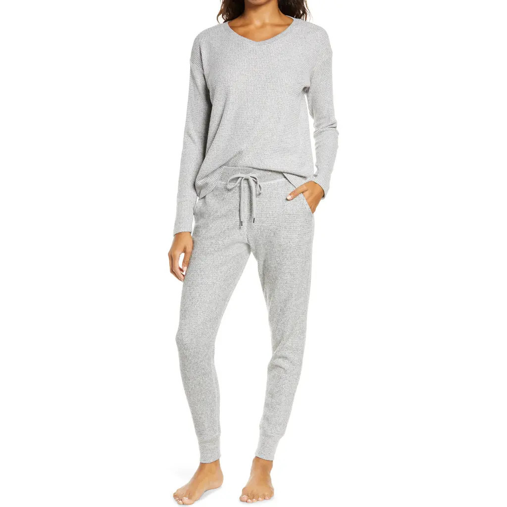 Papinelle Super Soft Thermal Knit Pajamas in Grey at Nordstrom, Size Large | Nordstrom