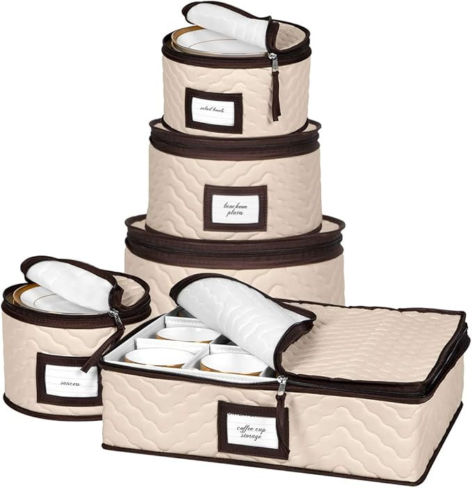 China Storage Containers 5-Piece Set Moving Boxes for Dinnerware, Glasses, Plates, Mugs and Sauce... | Amazon (US)