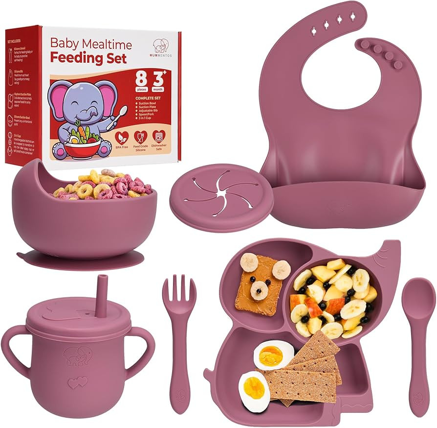 Silicone Baby Feeding Set, 8 Pcs Premium Toddler Utensils, Baby Feeding Supplies, Complete Baby L... | Amazon (US)