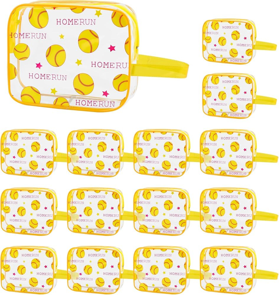 16PCS Softball Cosmetic Bag - Softball Gift Accessories Bags Goodie Snack Makeup Bag，Waterproof... | Amazon (US)