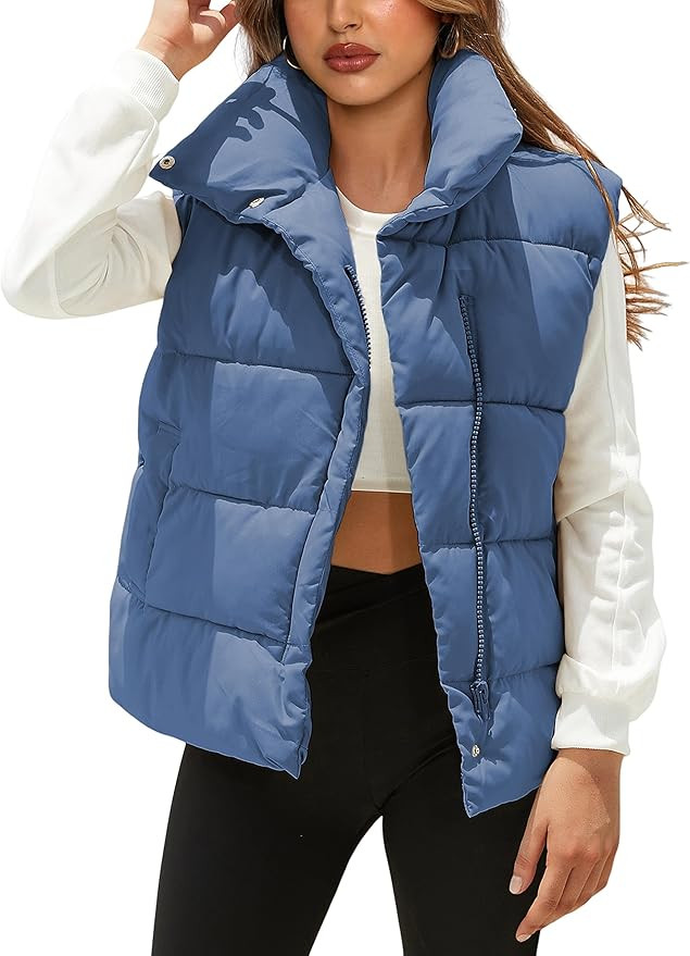 Himosyber Womens Puffer Vest Sleeveless Casual Loose Winter Warm Lightweight Stand Collar Down Ja... | Amazon (US)