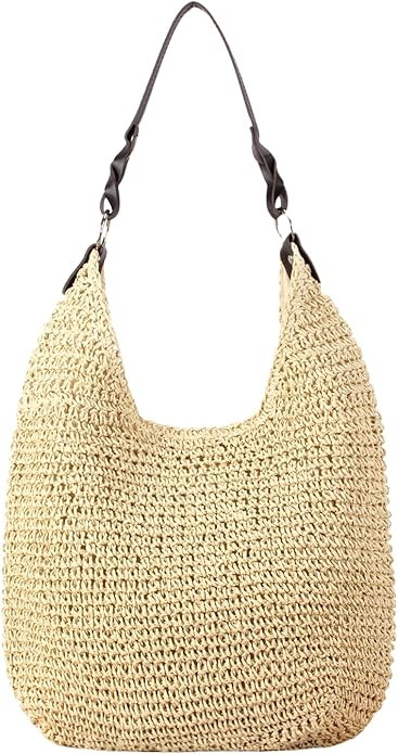 Women's Beach Straw Bag Large Straw Summer Handbags Handmade Woven Boho Hobo Raffia Tote Bags 202... | Amazon (US)