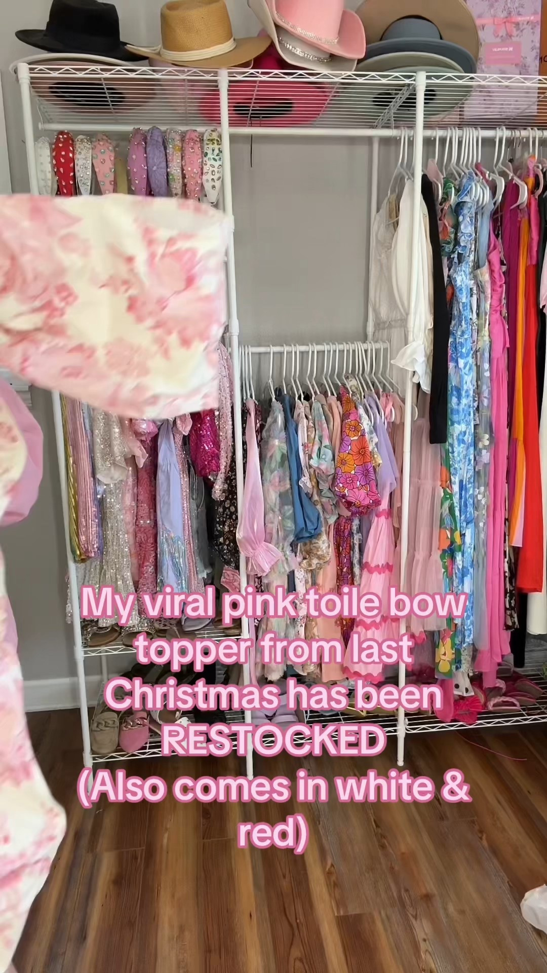 My beloved pink toile Christmas tree bow