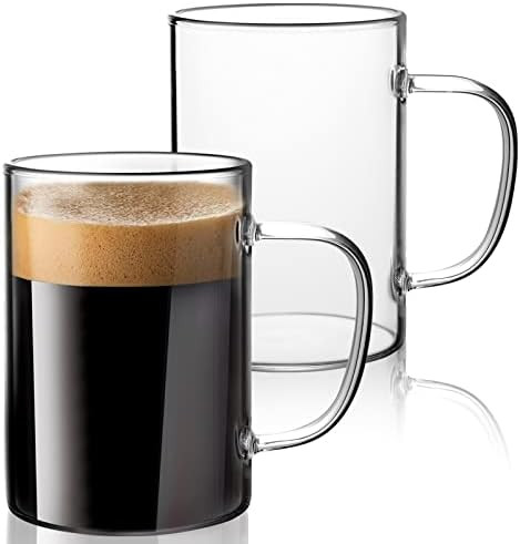triaqua Glass Coffee Mugs, 14oz Clear, Set of 2, Clear Mugs with Handle, Super Lightweight, Easy ... | Amazon (US)