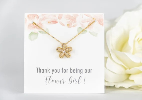 Flower Girl Necklace | Thank you for being our Flower Girl Gift | Flower Girl Jewelry | Flower Gi... | Etsy (US)