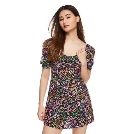 No Boundaries Women's Puff Sleeve Sweetheart Neckline Dress | Walmart (CA)