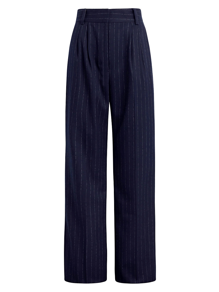 Women's The Favorite Pinstriped Wide-Leg Pants - Navy Pinstripe - Size 12 | Saks Fifth Avenue
