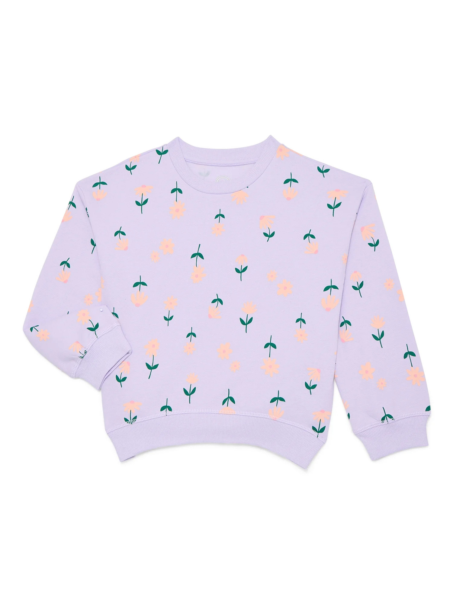 Wonder Nation Girls Fleece Crewneck Sweatshirt with Long Sleeves, Sizes 4-10 | Walmart (US)