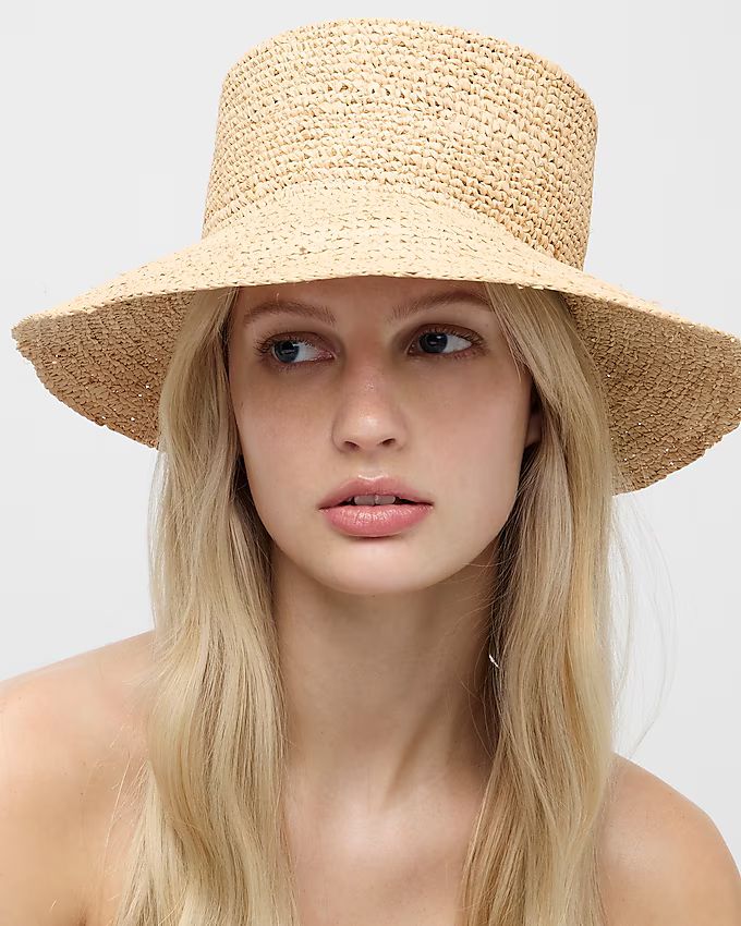 Wide-brim raffia bucket hat | J.Crew US