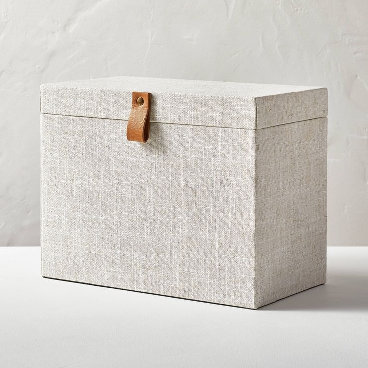Fabric File Box with Faux Leather Accent Cream - Hearth &#38; Hand&#8482; with Magnolia | Target