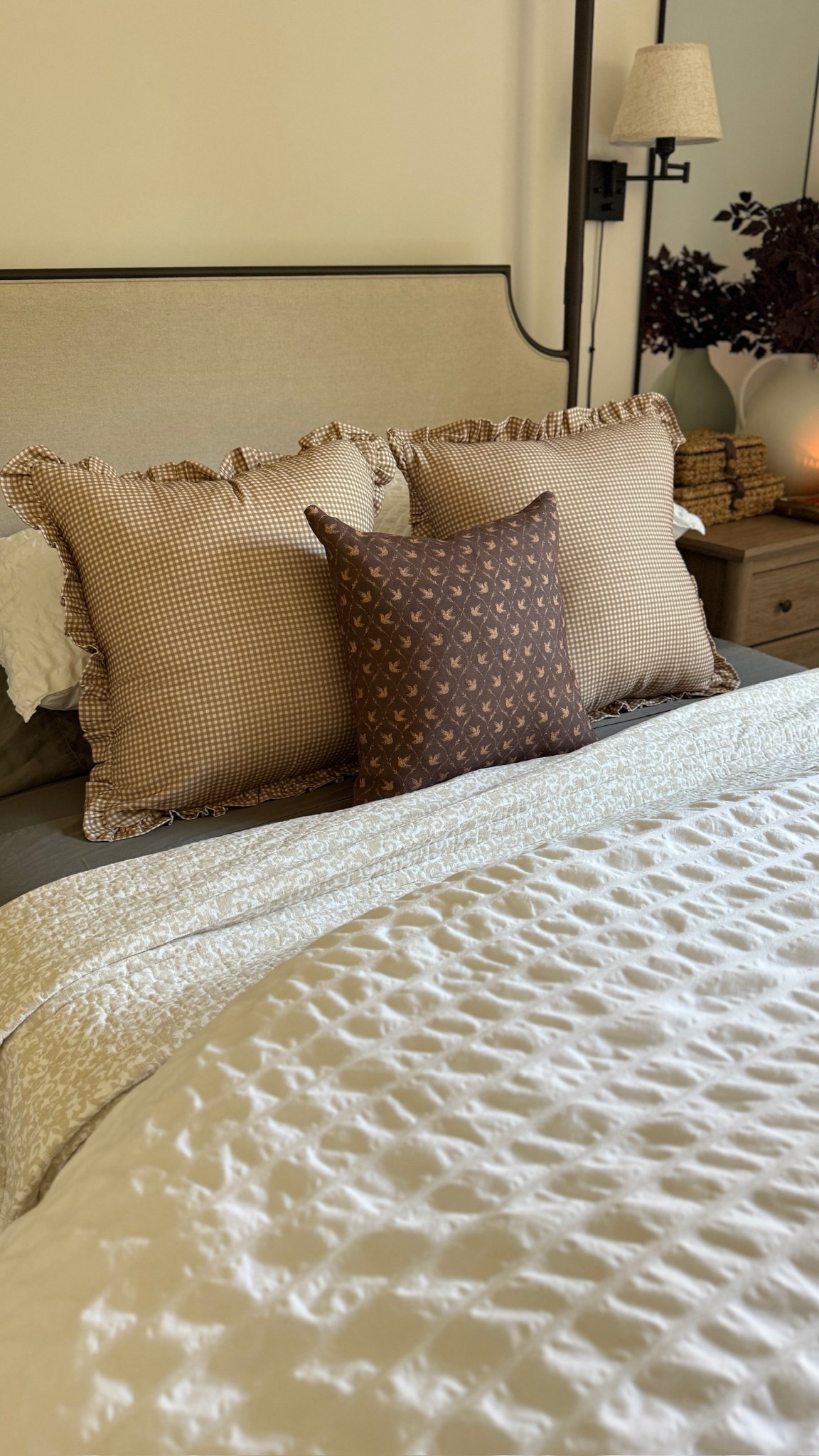 Up close shot of our guest bedroom pillows and bedding! Only the coziest🤍

#LTKHome #LTKFindsUnder50 #LTKHoliday