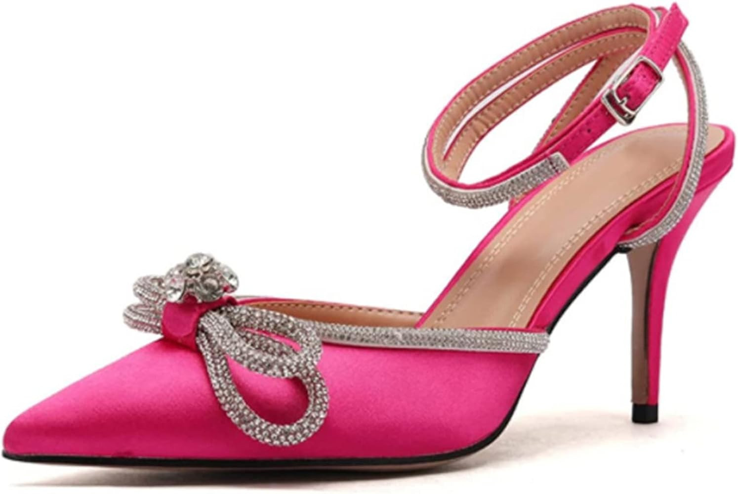 Erocalli Women's High Heeled Stiletto Sandals Ankle Buckle Strap Rhinestone Bowknot Stilettos Sat... | Amazon (US)