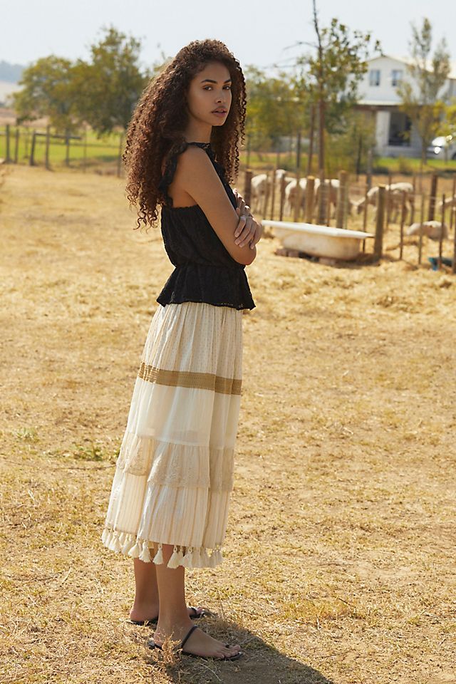 Raffaella Tasseled Midi Skirt | Anthropologie (US)