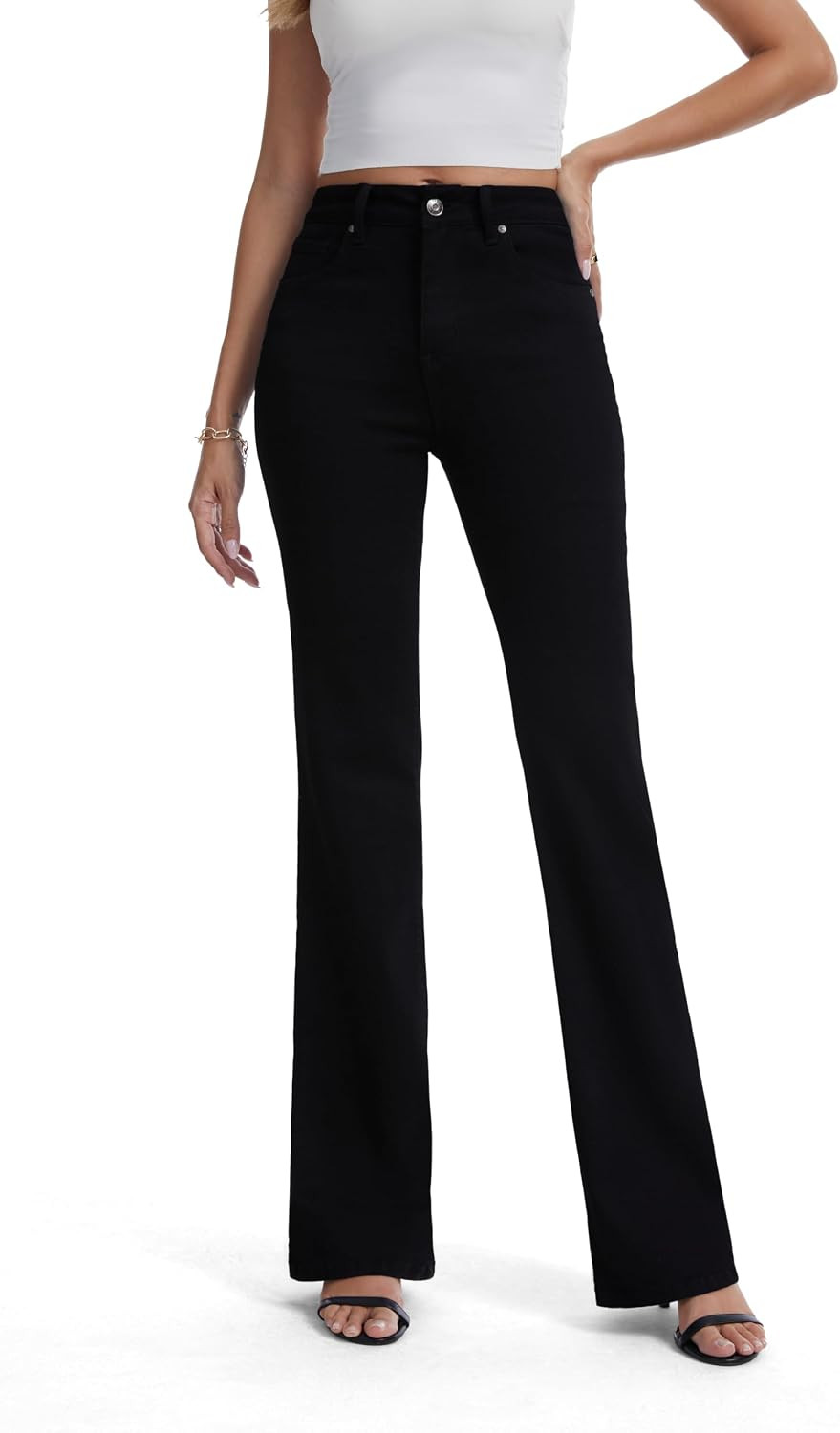 FLYING BANANA Women's High Rise Wide Leg Baggy Stretchy Loose Flare Bell Bottom Denim Jeans | Amazon (US)