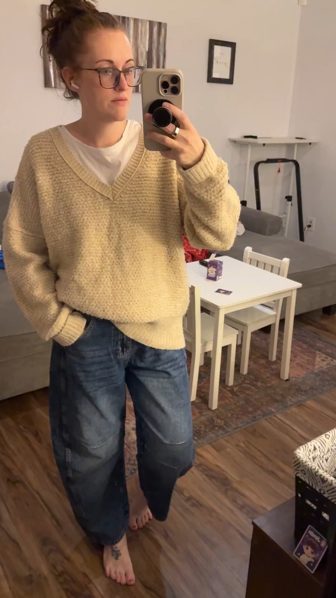 Leaning into comfort with this perfectly oversized H&M layer over a basic tee. I’m experimenting with these Amazon Barrel Leg jeans and pairing them with a more relaxed top to keep the look effortless. It's a comfy and unique combination! What are your thoughts on this denim shape?

#LTKootd #LTKMidsize #LTKmomlife