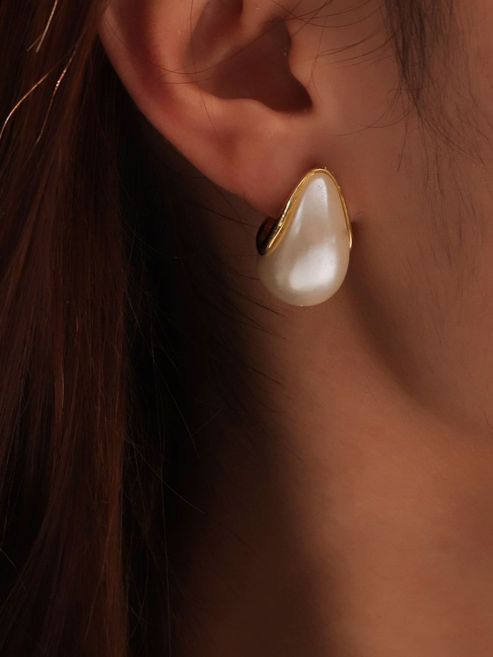 1pair Exquisite Geometric Shape Faux Pearl Decor Earrings For Women, Luxurious And Elegant Access... | SHEIN