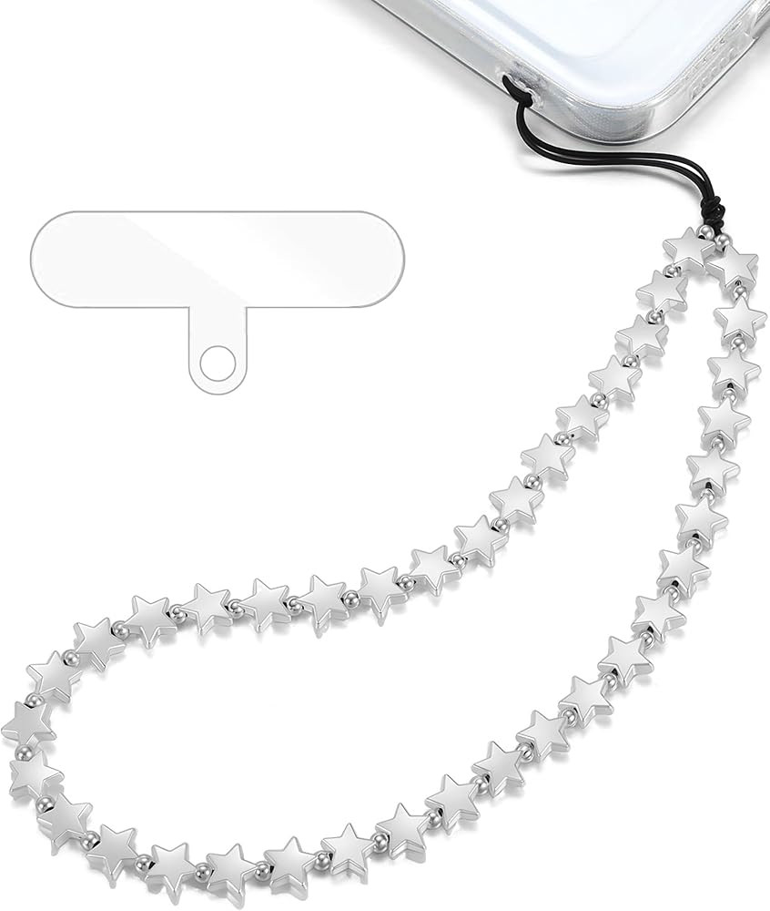 Star Phone Charm Wrist Strap, Beaded Lanyard Wristlet Chain, Anti-Theft Bracelet Strap for iPhone... | Amazon (US)