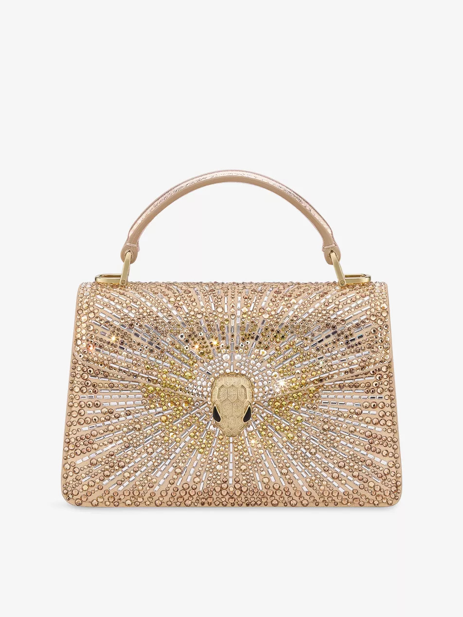 Serpenti Forever Mini Crystal-Embellished Leather Top-Handle Bag | Selfridges