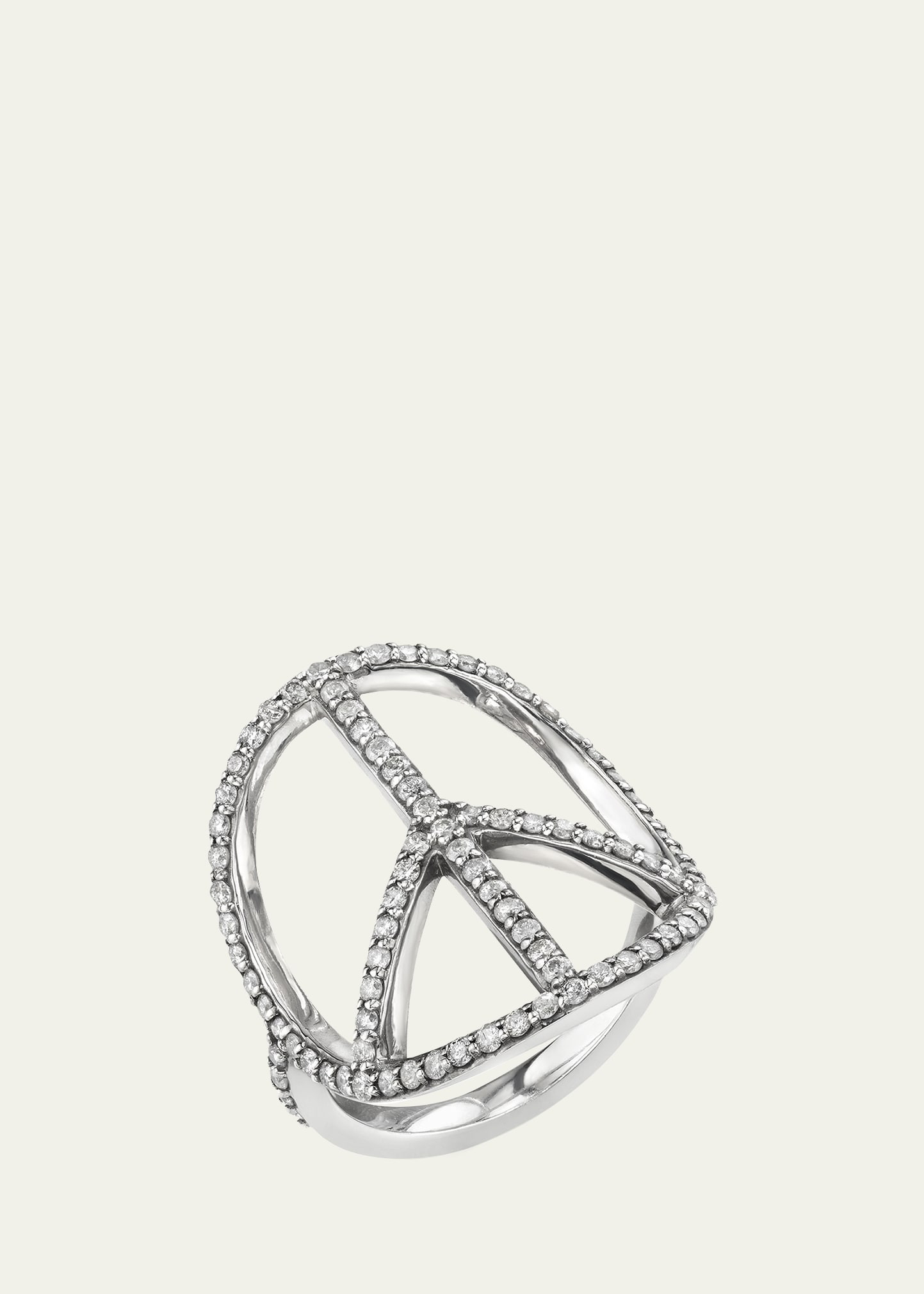 Sheryl Lowe Pave Diamond Peace Sign Ring, Size 7 | Bergdorf Goodman