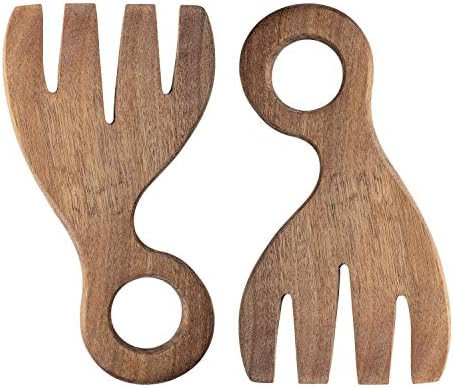 Bloomingville Acacia Wood Salad Servers, 7 Inch, Brown | Amazon (US)