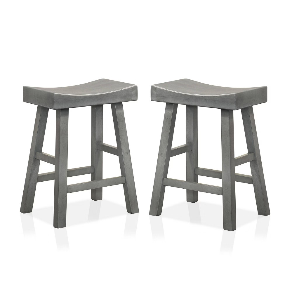 Set of 2 24"" Lille Seat Height Saddle Stools Antique Gray - HOMES: Inside + Out | Target