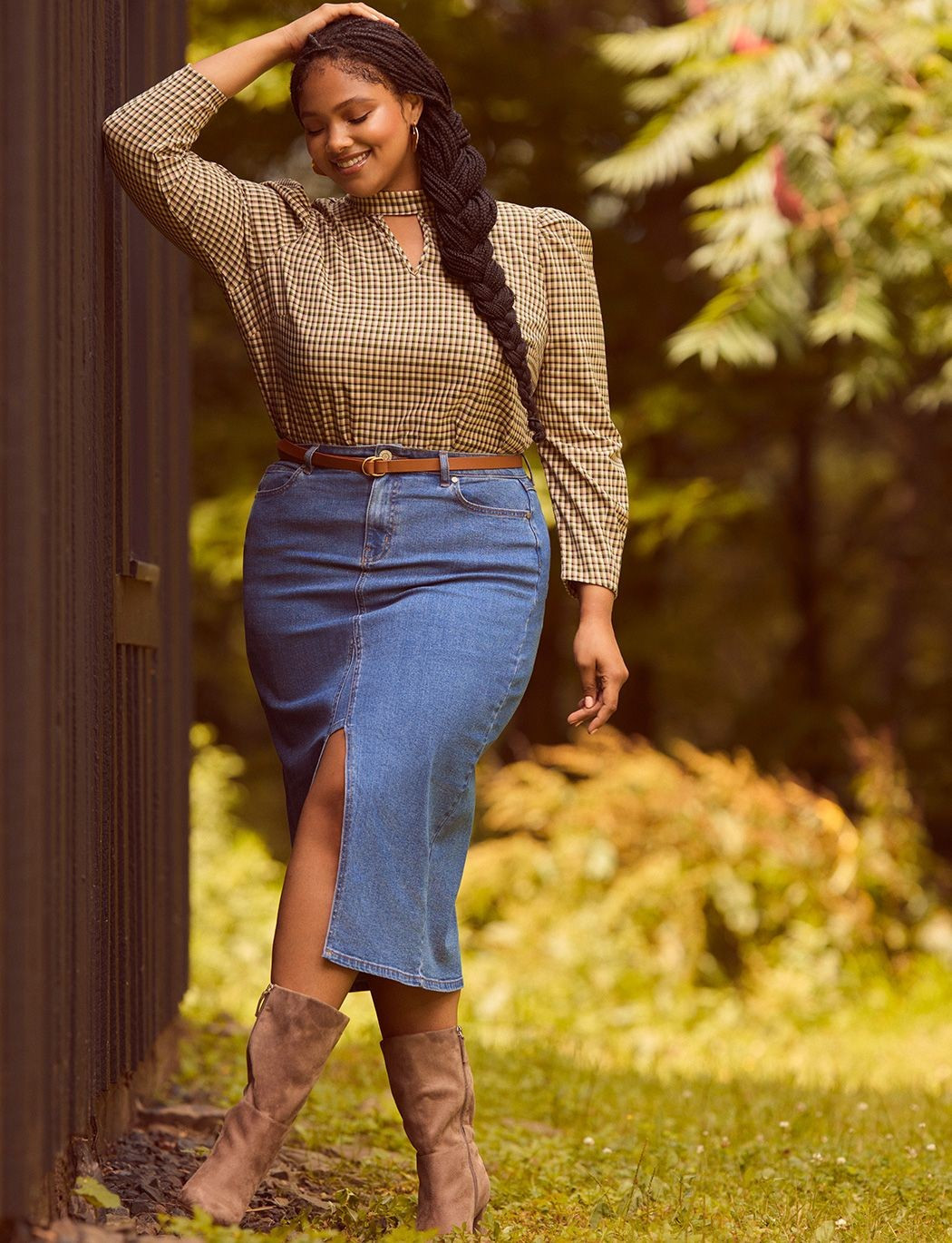 Slit Front Denim Midi | Eloquii