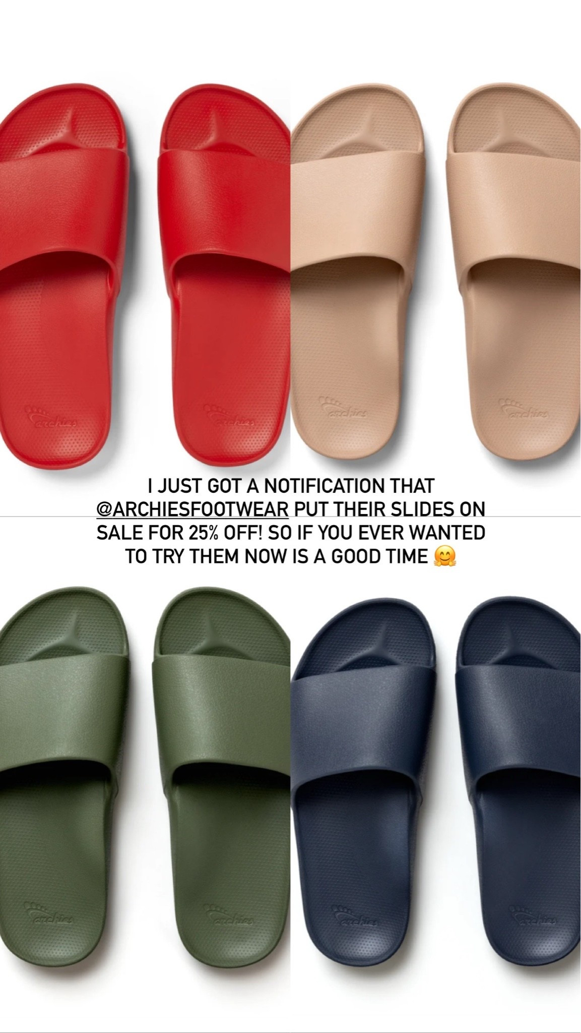Archie’s slide sandals on sale for 25% off! These have great arch support and rarely go on sale.