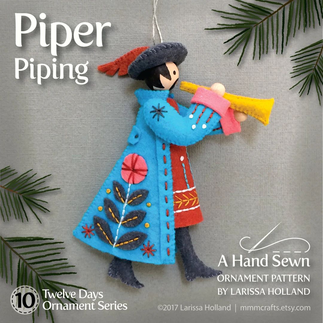Piper Piping PDF Pattern for a Hand Sewn Wool Felt Ornament - Etsy | Etsy (US)