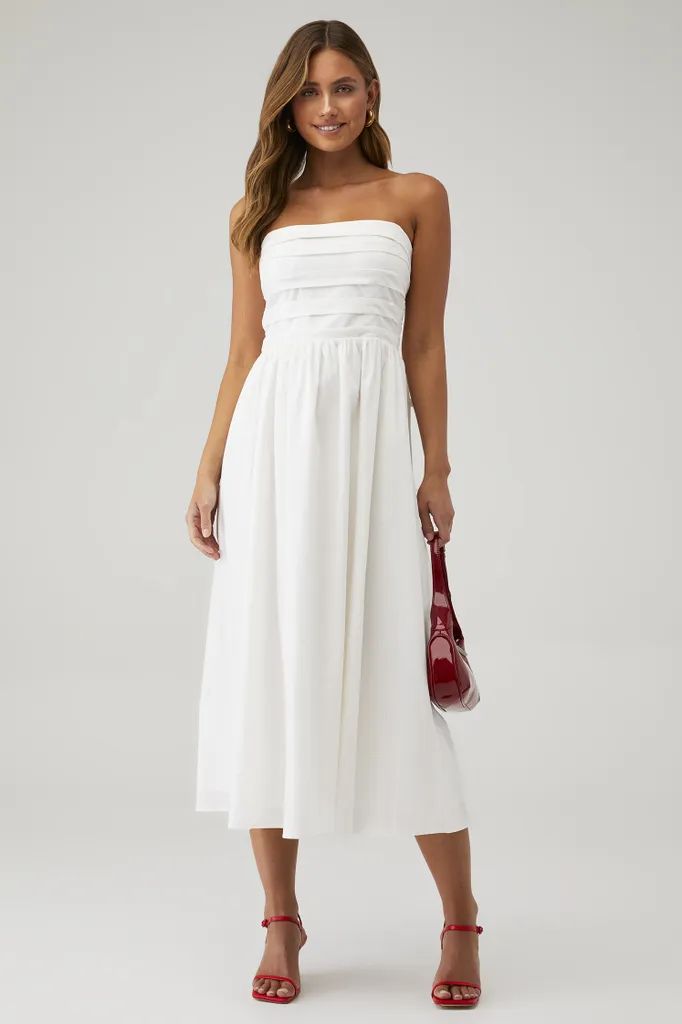 X FASHIONPASS STRAPLESS MIDI DRESS | FashionPass