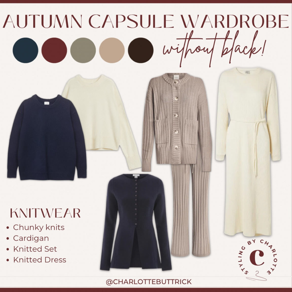 Everyday autumn capsule wardrobe without black 🍂🤎✨🐿️ Knitwear!

You can use ‘charlotte20’ for 20% off any items at Lilysilk btw (pr-discount)

Chunky knits - cardigan - knitted set - knitted dress for your capsule wardrobe this fall #capsulewardrobe #autumn #knitwear 

#LTKuk #LTKautumn #LTKeurope