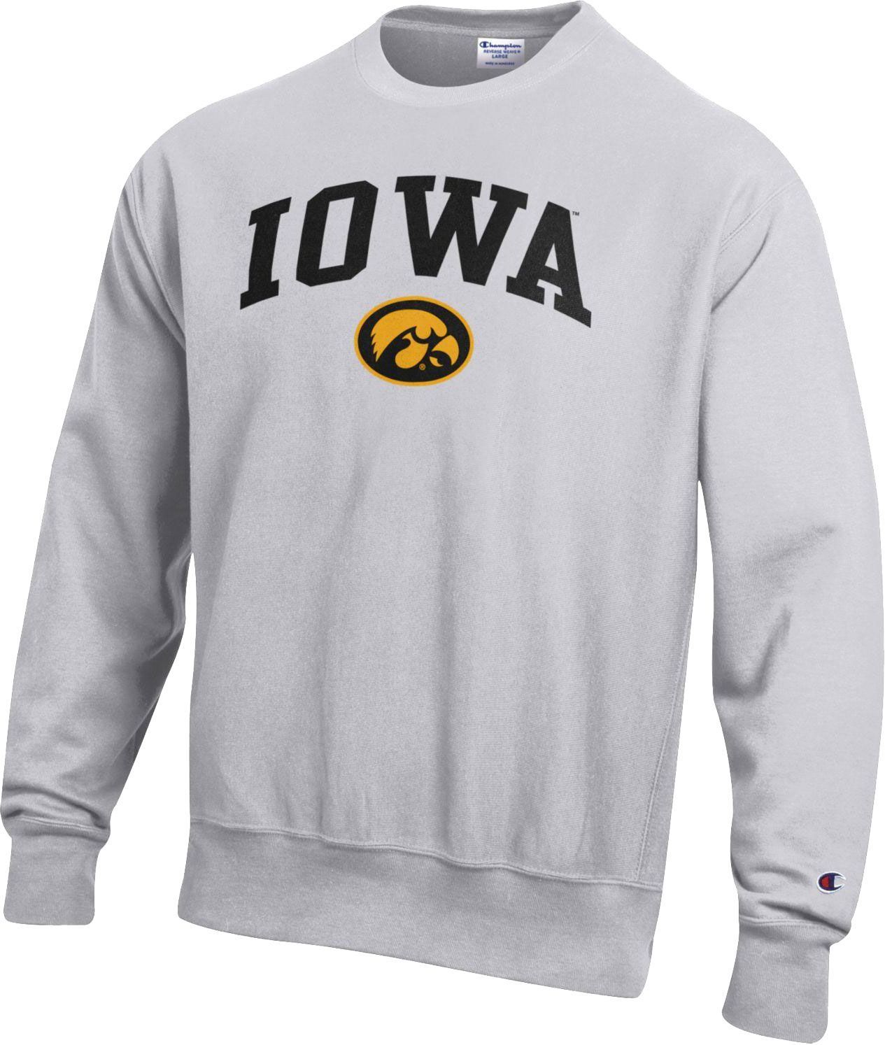 Champion Men's Iowa Hawkeyes Grey Reverse Weave Crew Sweatshirt, Large, Gray | Dick's Sporting Goods