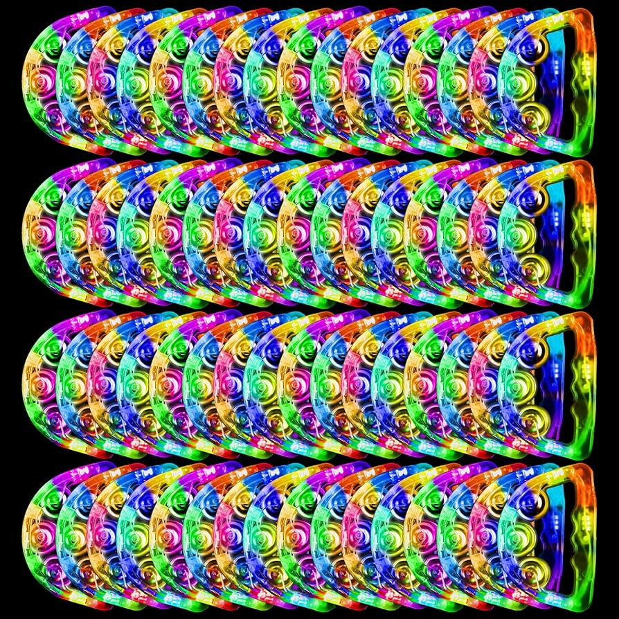 48 Pack LED Light Up Tambourines, Tamborine For Adults,Glow in The Dark Handheld Percussion Music... | Amazon (US)