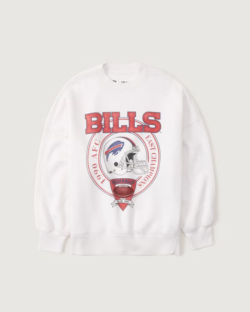 Abercrombie & Fitch Women's Buffalo Bills Graphic Oversized Sunday Crew in White - Size M | Abercrombie & Fitch (US)