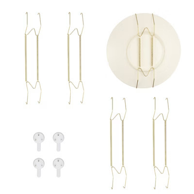 Unique Bargains Stainless Steel Invisible Wall U-shaped Plate Hangers with Traceless Nail 4 Pcs Golden 16 Inches | Target