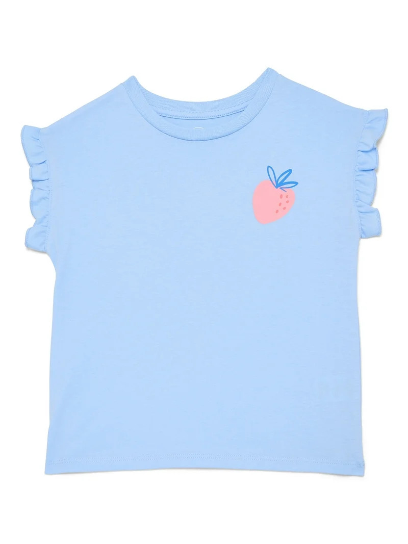 Wonder Nation Girls Ruffle Dolman Tee, Sizes 4-10 | Walmart (US)