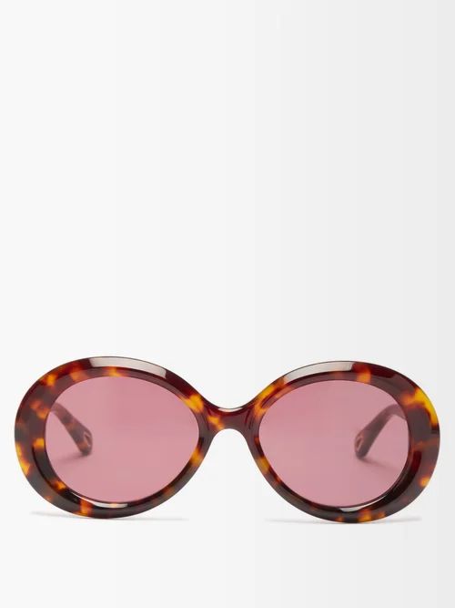 Chloé - Osco Oversized Oval Acetate Sunglasses - Womens - Brown Purple | Matches (US)
